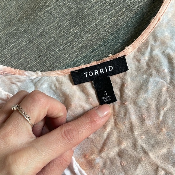 Torrid Peach Tie-Dye Clip - Dot Kimono Midi Cover - Picture 10 of 14